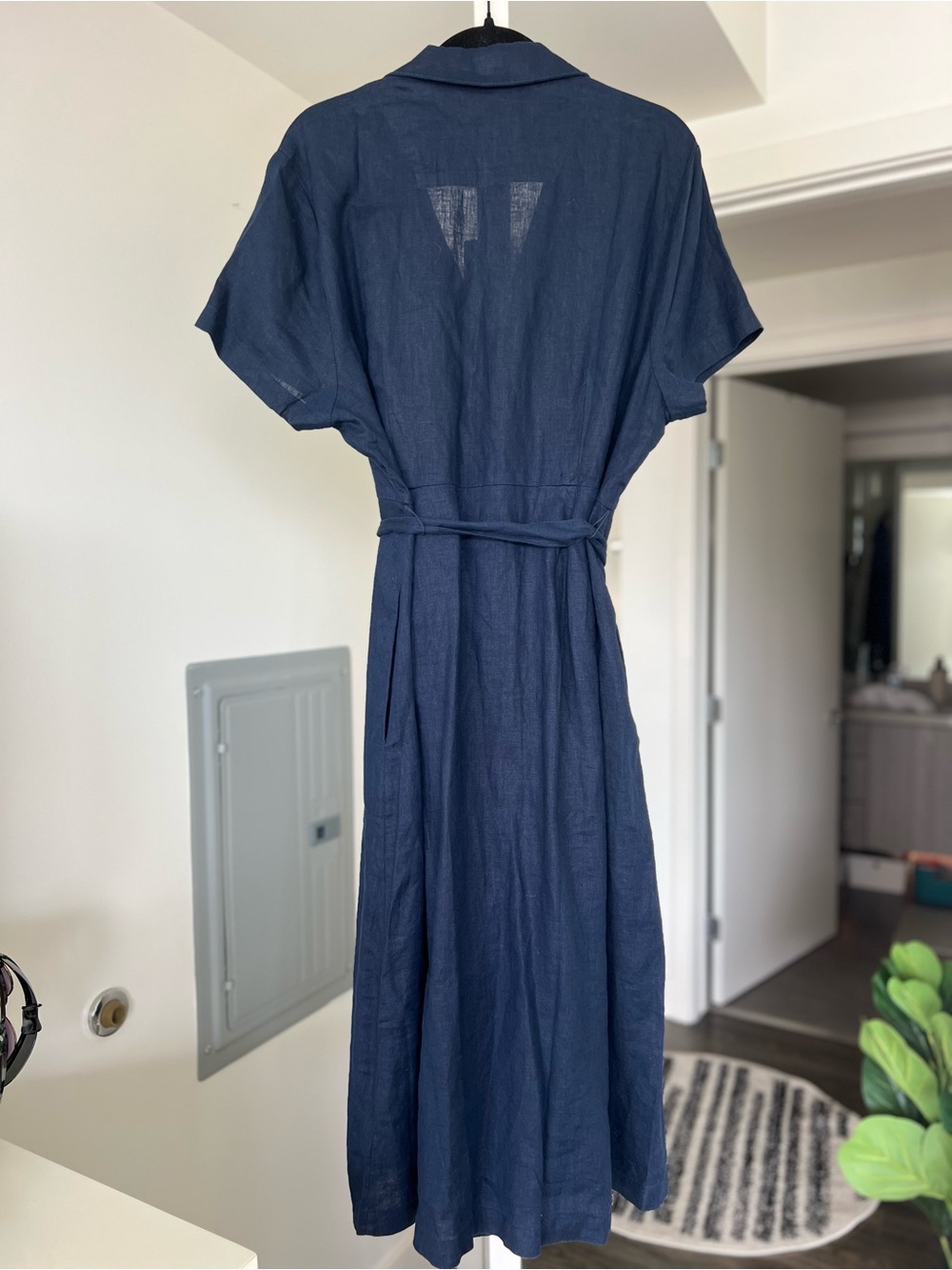Quince 100% European Linen Button Front Dress Deep Navy Sz XL NEW WITH TAGS - Picture 3 of 13
